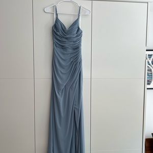 Azazie Deandra Bridesmaid Dress - Dusty Blue, Size 0